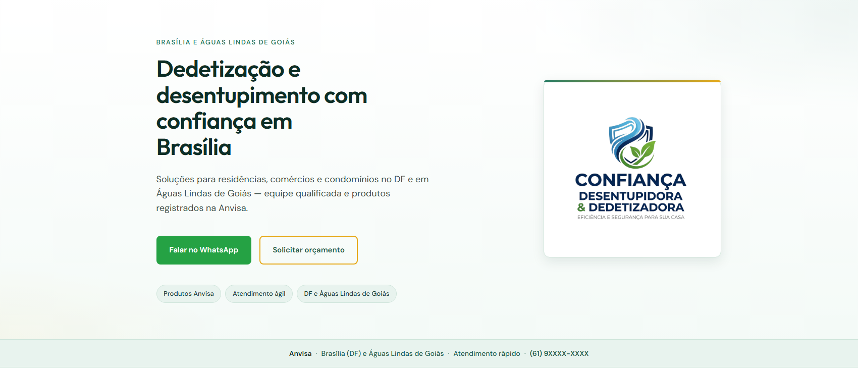 Confiança Desentupidora - Landing desenvolvida pela Fate Eight Tech